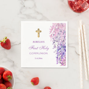 Serviette En Papier Première communion Wisteria aquarelle