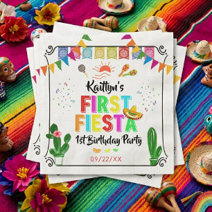 Serviette En Papier Première Fiesta Anniversaire Coloré 1ère Fête Mexi