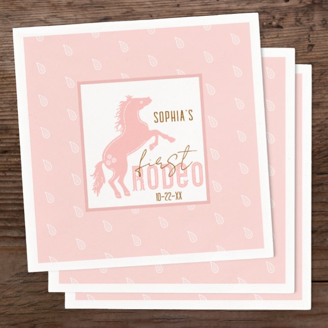 Serviette En Papier Première Rodéo Anniversaire serviettes - Western C (Pink 1st Rodeo Birthday Party Napkins)