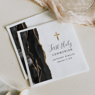 Serviette En Papier Première Sainte Communion Black Gold Agate