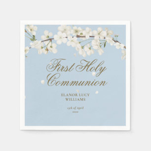 Serviette En Papier Première Sainte Communion Élégante Fleur Blanche B