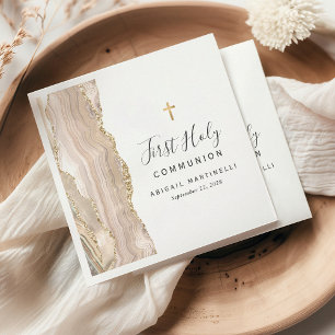 Serviette En Papier Première Sainte Communion en agate d'ivoire et pai