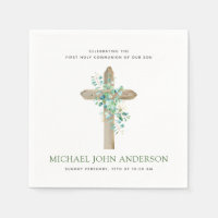 Première Sainte Communion Eucalyptus Green Napkins