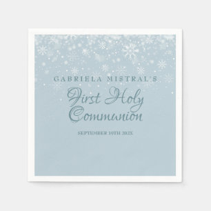 Serviette En Papier Première Sainte Communion Flocons de Neige d'Hiver
