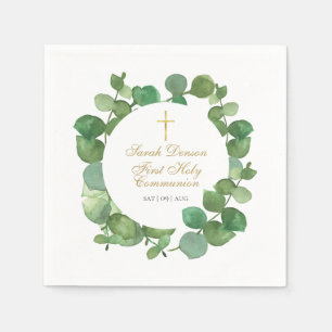 Serviette En Papier Première Sainte Communion Moderne Floralité de Ver