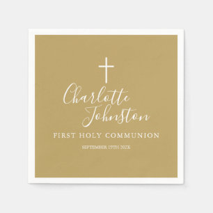 Serviette En Papier Première Sainte Communion signature moderne or écr