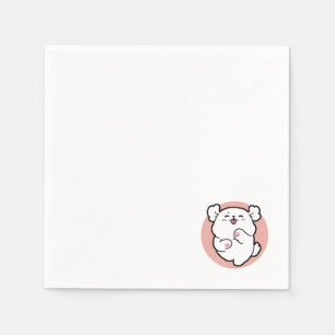Serviette En Papier Prends un bonjour ! - Joyeux dessin de chien blanc