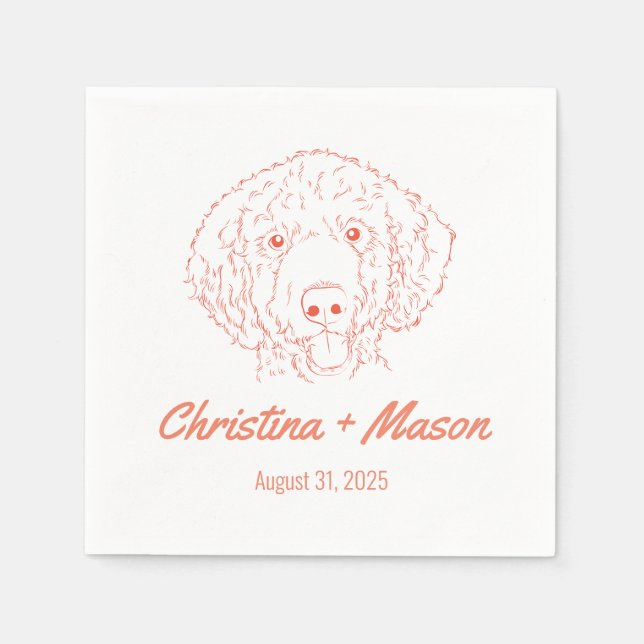 Serviette En Papier Prénoms Mariage de caniche Napkins (Devant)