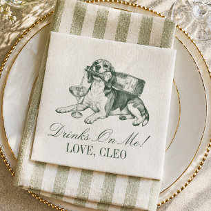 Serviette En Papier Prépa Vert Sauge Beagle Champagne Mariage