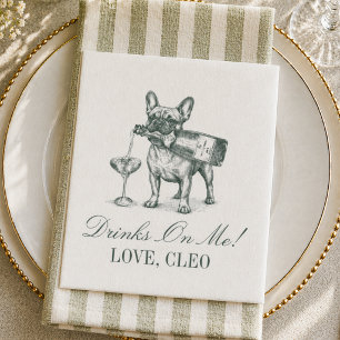 Serviette En Papier Préparatoire Vert Sauge Bouledogue Français Champa