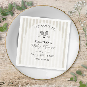 Serviette En Papier Preppy Beige Tennis Country Club Baby shower