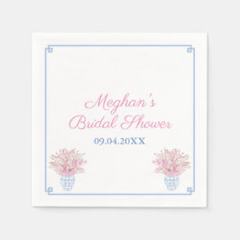 Serviette En Papier Préppy Chic Bleu Et Fête des mariées Rose