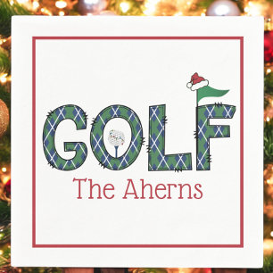 Serviette En Papier Preppy Christmas Golf Blue Green Jacquard personna