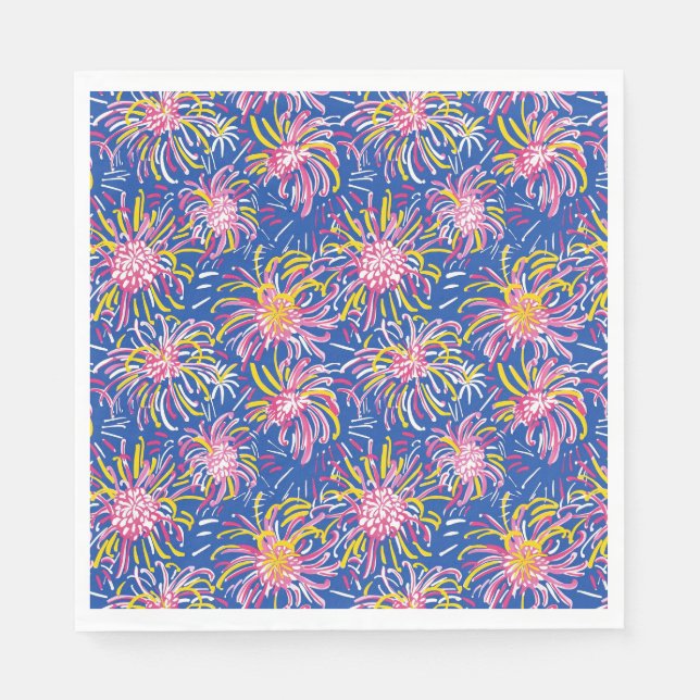 Serviette En Papier Preppy Fireworks 4 juillet Napkin (Devant)