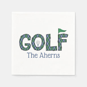 Serviette En Papier Preppy Golf Blue Green Jacquard personnalisé