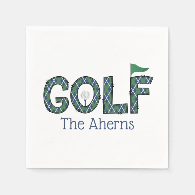 Serviette En Papier Preppy Golf Blue Green Jacquard personnalisé (Devant)