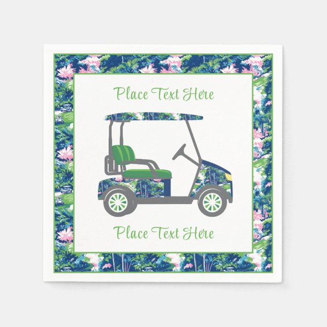 Serviette En Papier Preppy Golf Print Golf Cart (Devant)