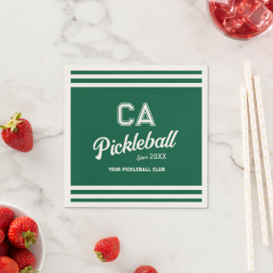 Serviette En Papier Preppy Green Pickleball Club Custom Crest Party