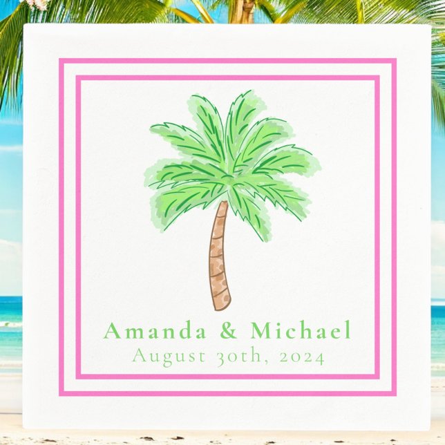 Serviette En Papier Preppy Palm Tree Mariage tropical (Créateur téléchargé)