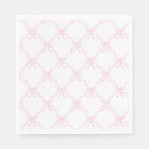 Serviette En Papier Preppy Pink Bows Trellis Premier anniversaire Ribb