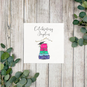 Serviette En Papier Preppy Script High School Graduation Suitcase 2023