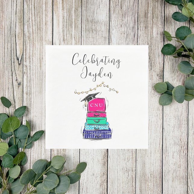 Serviette En Papier Preppy Script High School Graduation Suitcase 2023 (Créateur téléchargé)