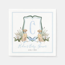 Serviette En Papier Preppy Southern Blue Boy Baby shower Chien