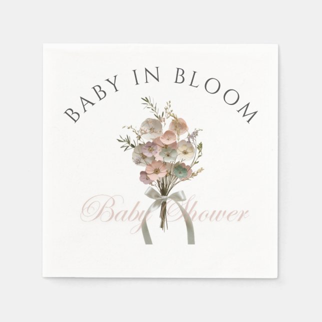 Serviette En Papier Pressed Wildflower Baby in Bloom Boho Baby Shower (Devant)