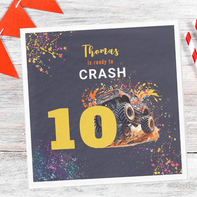 Serviette En Papier Prêt à écraser monster camion sombre anniversaire (Créateur téléchargé)