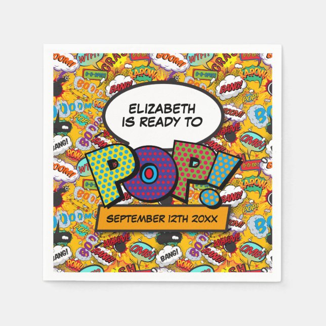 Serviette En Papier Prêt À Pop Amusant Moderne Baby shower De Livres C (Devant)