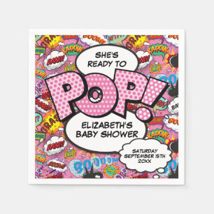 Serviette En Papier Prêt à pop Baby shower rose Comic Book