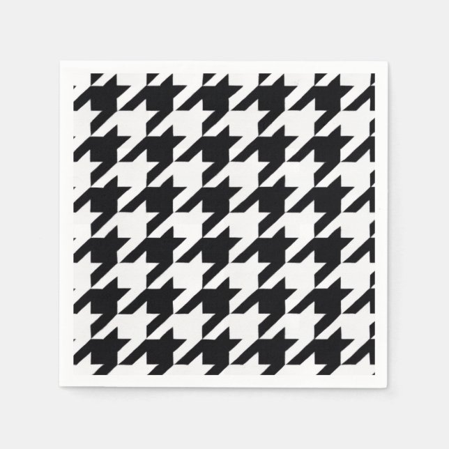 Serviette En Papier Pretty Black White Houndstooth (Devant)