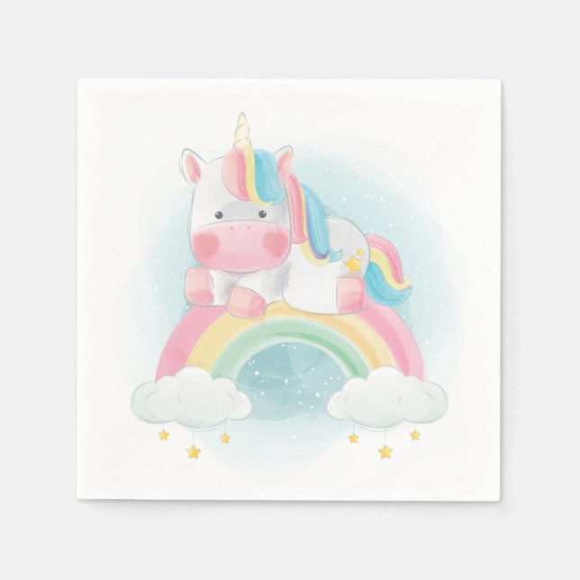 Serviette En Papier Pretty Pastel Unicorn (Devant)