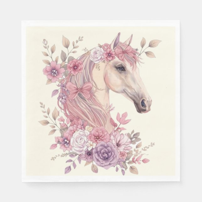 Serviette En Papier Pretty Ponies and Petals Horse Party (Devant)