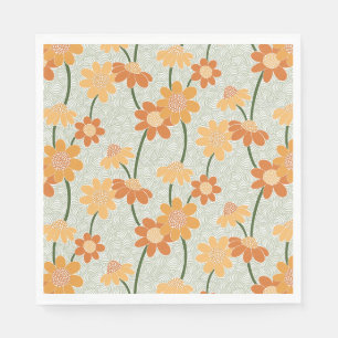 Serviette En Papier Pretty retro muted 1970 s flowers