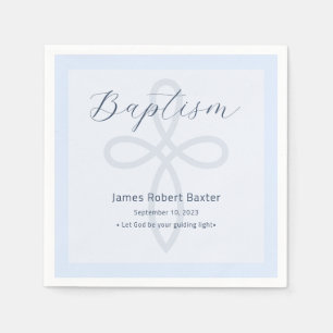 Serviette En Papier Prière Baptême Moderne Croix Bleue
