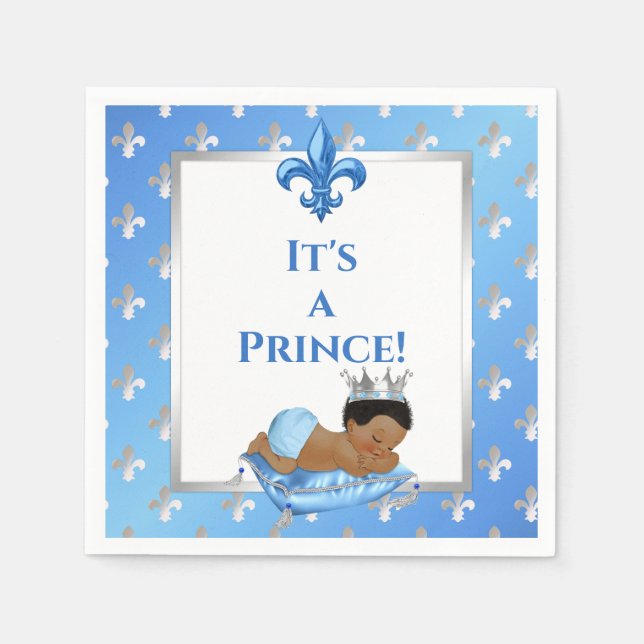 Serviette En Papier Prince Royal Baby Blue & Silver Coussin (Devant)