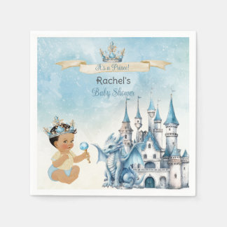 Serviette En Papier Prince royal couronne de château dragon bleu or ga
