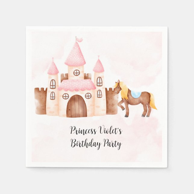 Serviette En Papier Princess Castle et Horse Custom Birthday Party (Devant)