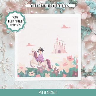 Serviette En Papier Princess Riding Unicorn Paper Napkins