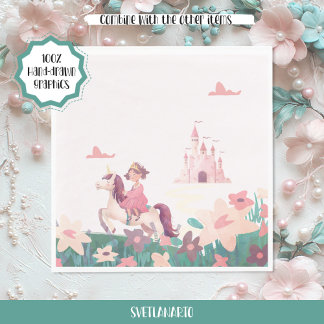 Serviette En Papier Princess Riding Unicorn Paper Napkins