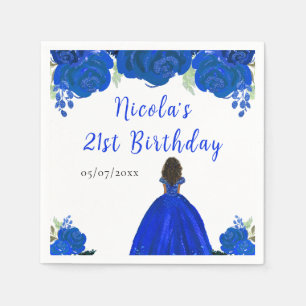 Serviette En Papier Princesse à peau foncée Fête d'anniversaire floral