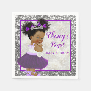 Serviette En Papier Princesse africaine royale Purple White Silver