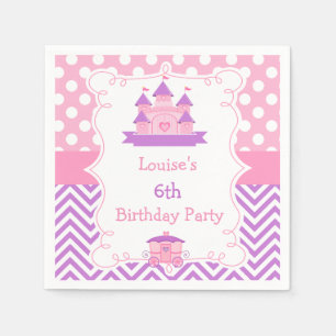 Serviette En Papier Princesse Anniversaire rose et violet