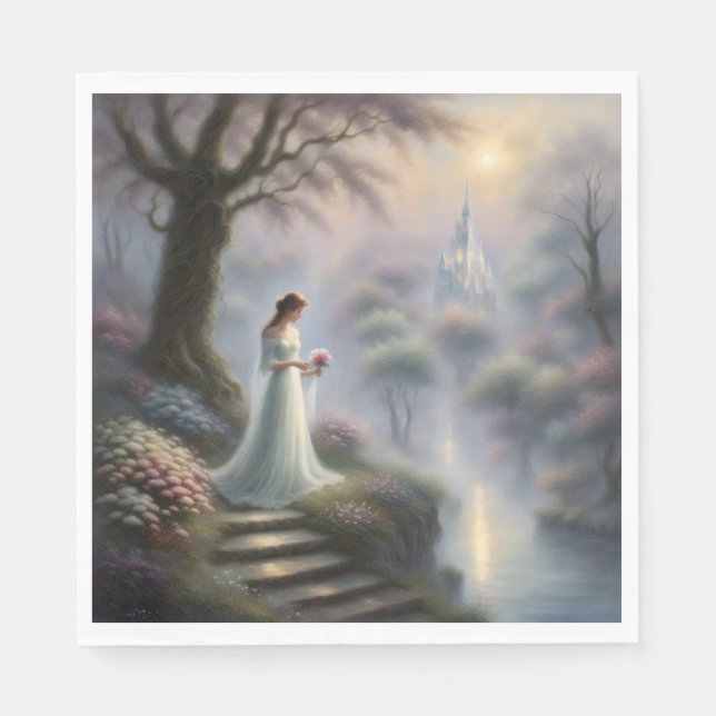 Serviette En Papier Princesse Dans Le Jardin Du Château (Devant)