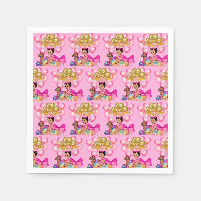 Serviette En Papier Princesse en rose (Devant)
