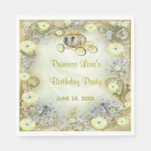 Serviette En Papier Princesse Florale Jaune enchantée Anniversaire