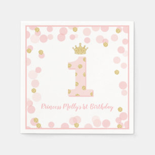 Serviette En Papier Princesse Parties scintillant Or Rose Couronne Pre