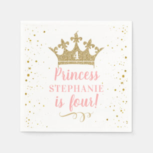 Serviette En Papier Princesse Royale Couronne Rose Parties scintillant