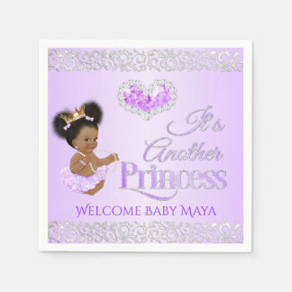 Serviette En Papier Princesse Royale Lavande & Cœur de Diamant Argenté